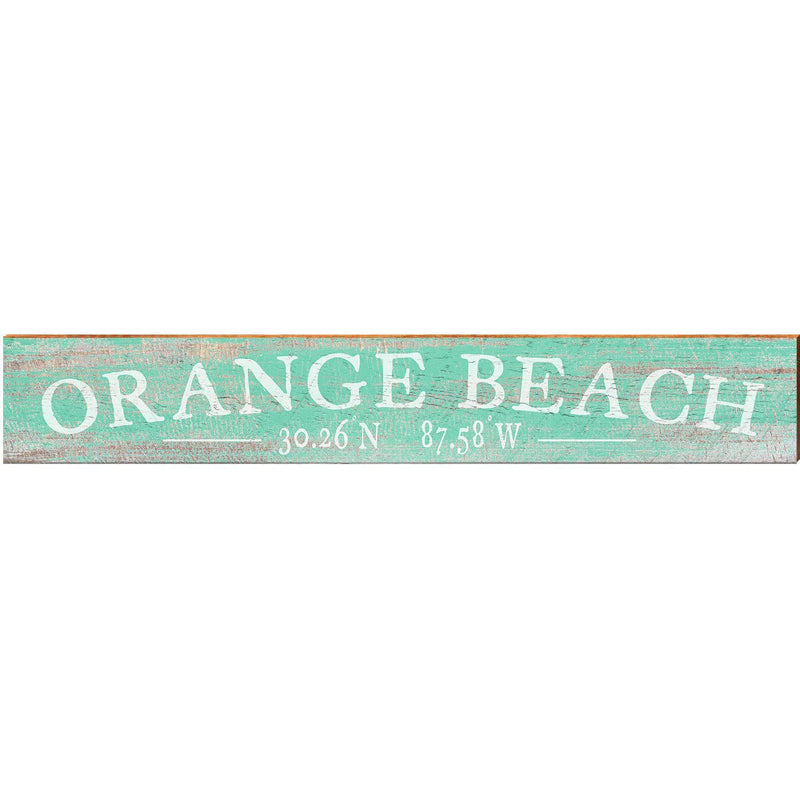 Orange Beach, Alabama Latitude Longitude Wooden Sign | Wall Art Print on Real Wood