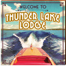 Welcome to Thunder Lake Lodge Vintage Boat | Wall Art Print on Real Wood
