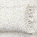 King Size Tan White Floral Ruffle Polyester 6 Piece Sheet Set