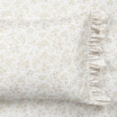 King Size Tan White Floral Ruffle Polyester 6 Piece Sheet Set