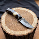 Titan "Shadow Grain" Skinner | High Carbon RASP Steel Blade, Striped Wood Handle TIK-004