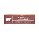 Arnold, California Black Bear Welcome Sign Lodge Red | Wall Art Print on Real Wood