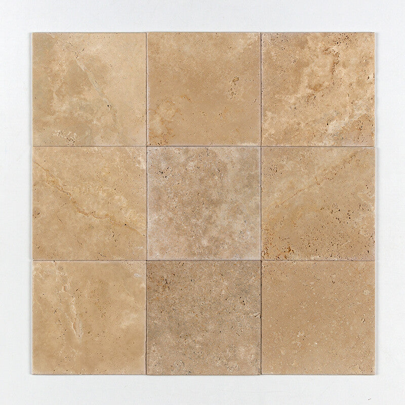 Ivory 12"x12" Antiqued Travertine Tile profile view
