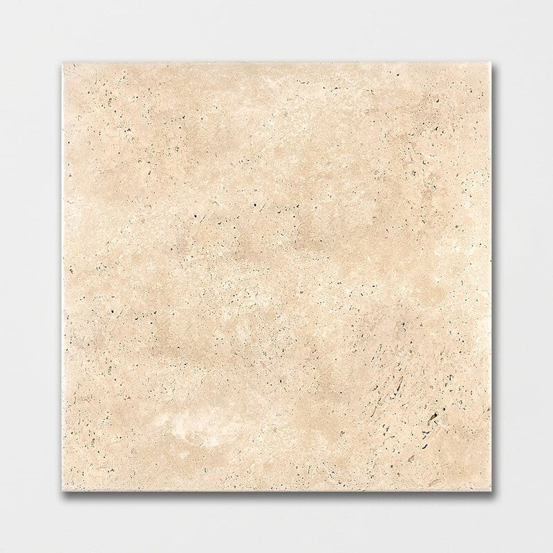 Ivory 18"x18" Antiqued Travertine Tile profile view