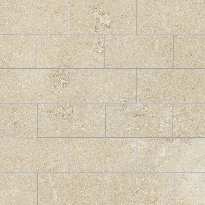 Ivory Honed 2 3/4"x5 1/2" Filled Travertine Tile wall view