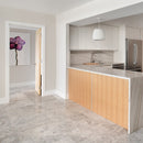 Silver light 18"x18" Honed Marble Tile Product shoot kitchen view