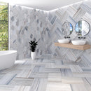 City Cross Cut 16"x24" Leather Marble bathroom view