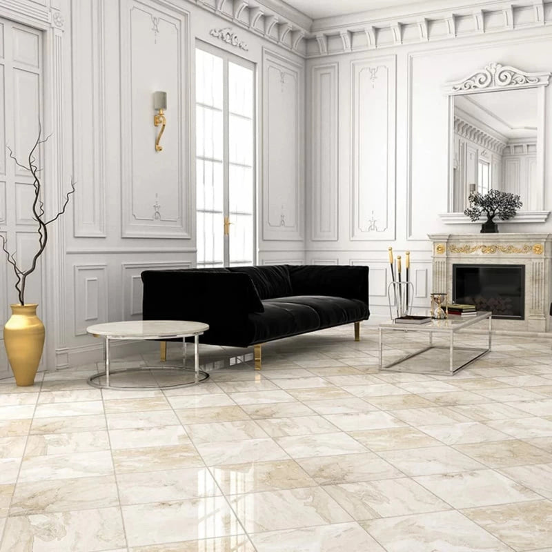 Royal Classic 18"x18" Polished Marble Tile living room view