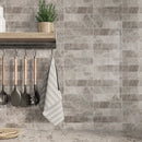 Silver Polished 2"x8" Subway Marble Tile kitchen view