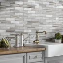City Honed 2"x8" Subway Marble Tile kitchen view