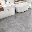 Black Leather 2"x8" Subway Marble Tile bathroom view