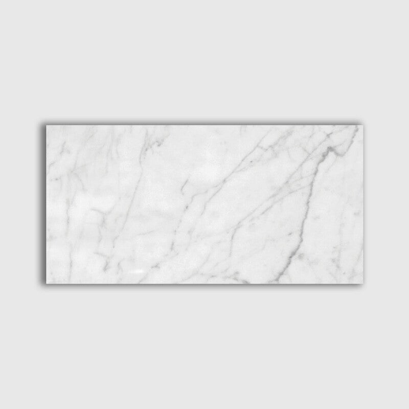 White Carrara 12"x24" Honed Marble Tile profile view