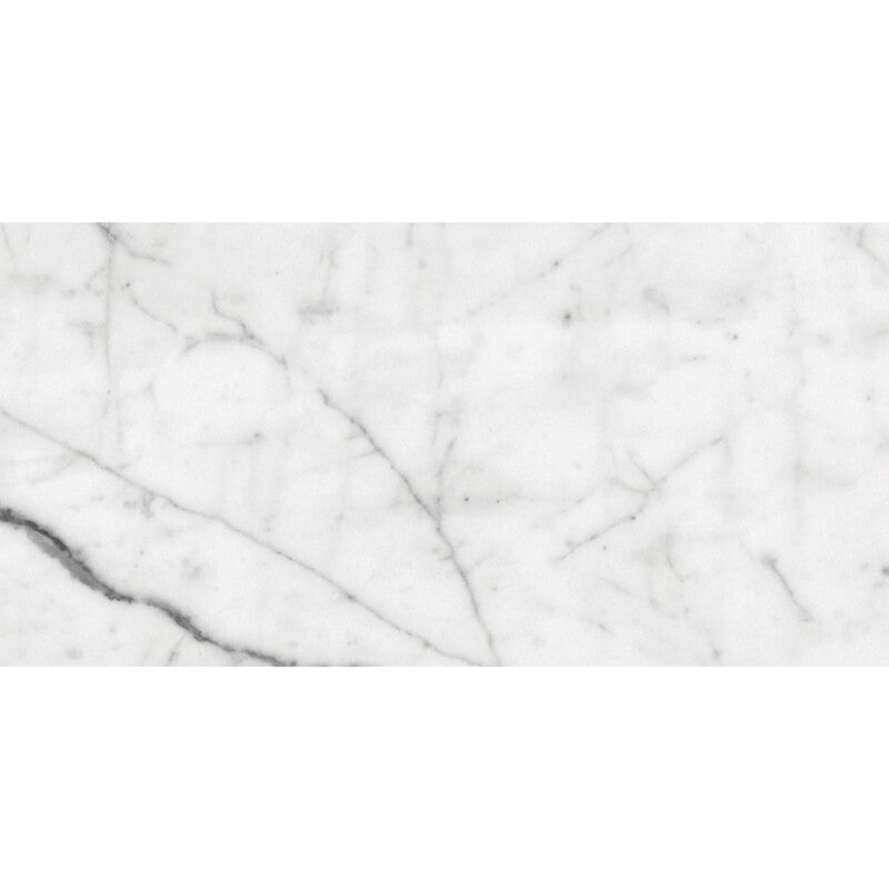 White Carrara 6"x12" Honed Marble Tile profile view
