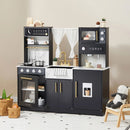 Tiny Land® Iconic Wooden Play Kitchen – Black Pretend Cooking Set for Kids