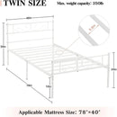 Twin size White Metal Platform Bed Frame with Headboard and Footboard
