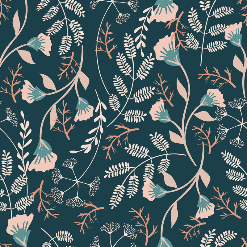 Stylish Dark Green Floral Wallpaper