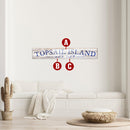 Customizable Navy & White Town Name Wooden Sign | Wall Art Print on Real Wood