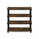 Stackable 4-Shelf Black Brown Wood Shoe Rack - Holds up to 12 Pair of Shoes