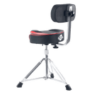 Saddle Drum Throne with Backrest Support by GRIFFIN - Padded Leather Drummer Motorcycle Biker Style Seat - Swivel Adjustable Height Music Drum Chair