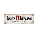 Amelia Island, Florida 'Oysters R In Season' Wooden Sign| Wall Art Print on Real Wood