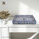 Decorative Tray Alhambra Azul Pattern Bone & Resin Inlay Collection in 2 Sizes