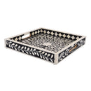 Decorative Tray Alhambra Negra Pattern Bone & Resin Inlay Collection in 2 Sizes