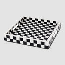 Decorative Tray Illusion Check Pattern Resin Inlay Collection in 12x12, Black & White