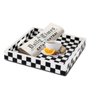 Decorative Tray Illusion Check Pattern Resin Inlay Collection in 12x12, Black & White