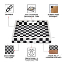 Decorative Tray Illusion Check Pattern Resin Inlay Collection in 12x12, Black & White