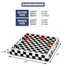 Decorative Tray Illusion Check Pattern Resin Inlay Collection in 12x12, Black & White