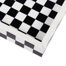 Decorative Tray Illusion Check Pattern Resin Inlay Collection in 12x12, Black & White