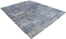 Modern Abstract Gray and Blue Bamboo Silk Hand Knotted 8x10 Area Rug