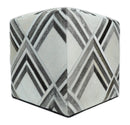 Contemporary Black and White Leather Pouf