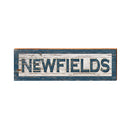 Newfields Navy White Shabby Sign | Real Wood Art Print