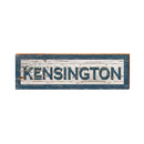 Kensington Navy White Shabby Sign | Real Wood Art Print