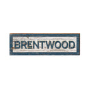 Brentwood Navy White Shabby Sign | Real Wood Art Print