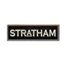 Stratham Black White Sign | Real Wood Art Print