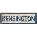 Kensington Navy White Shabby Sign | Real Wood Art Print