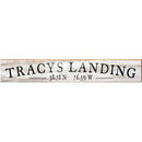 Tracys Landing Minimal Black & White Latitude Longitude | Wall Art Print on Real Wood