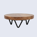 Round Trivet Acacia Wood Plant Stand, Pack of 2, Centre-Weighted, 6 & 8 Inch