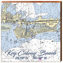 Key Colony Beach, Florida Map | Wall Art Print on Real Wood