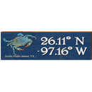 South Padre Island, TX Blue Crab Navy Latitude Longitude | Wall Art Print on Real Wood