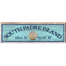 South Padre Island Sea Shell Blue Latitude Longitude | Wall Art Print on Real Wood