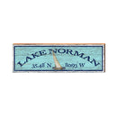 Lake Norman Latitude Longitude Sign | Real Wood Art Print