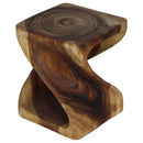 Haussmann Original Wood Twist End Table 10x10x12 in Height Antique Oak Oil