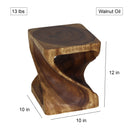 Haussmann Original Wood Twist End Table 10x10x12 in Height Walnut Oil