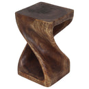 Haussmann Original Wood Twist End Table 10x10x16 in Height Mocha Oil