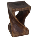 Haussmann Original Wood Twist End Table 10x10x16 in Height Mocha Oil