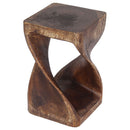 Haussmann Original Wood Twist End Table 10x10x16 in Height Mocha Oil