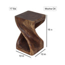Haussmann Original Wood Twist End Table 10x10x16 in Height Mocha Oil